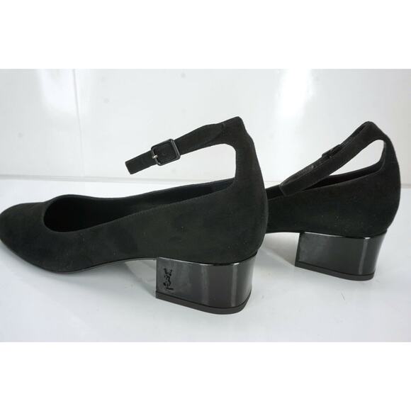 Saint Laurent Suede Babies Ankle Strap Block Heel Pump SZ 36 NIB YSL Logo $795 - Picture 8 of 11